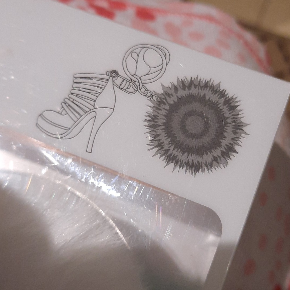 NWT SEXY ROSE GOLD BLINGED OUT STILETTOS KEYFOB KEYCHAIN WHITE FLUFFY POMPOM - Picture 3 of 5